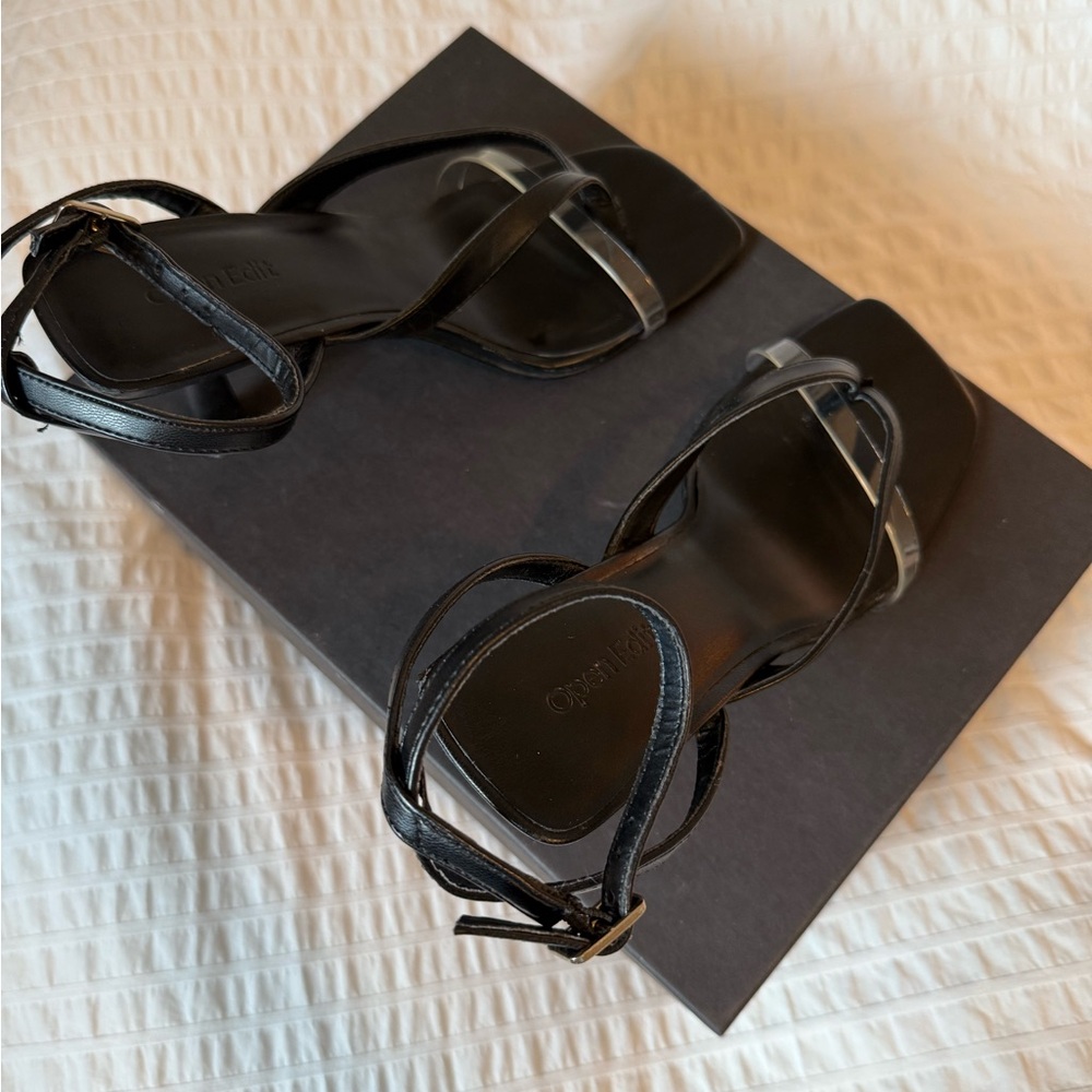 OPEN EDIT Black Strappy Heels | Women’s size 7.5 - Picture 3 of 6